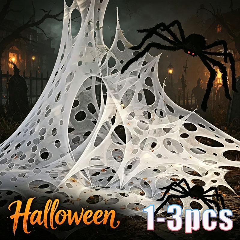 Spider Web Halloween Decoration - 1x2m 1x4m 2x4m Sztuczna pajęczyna dekoracyjna,