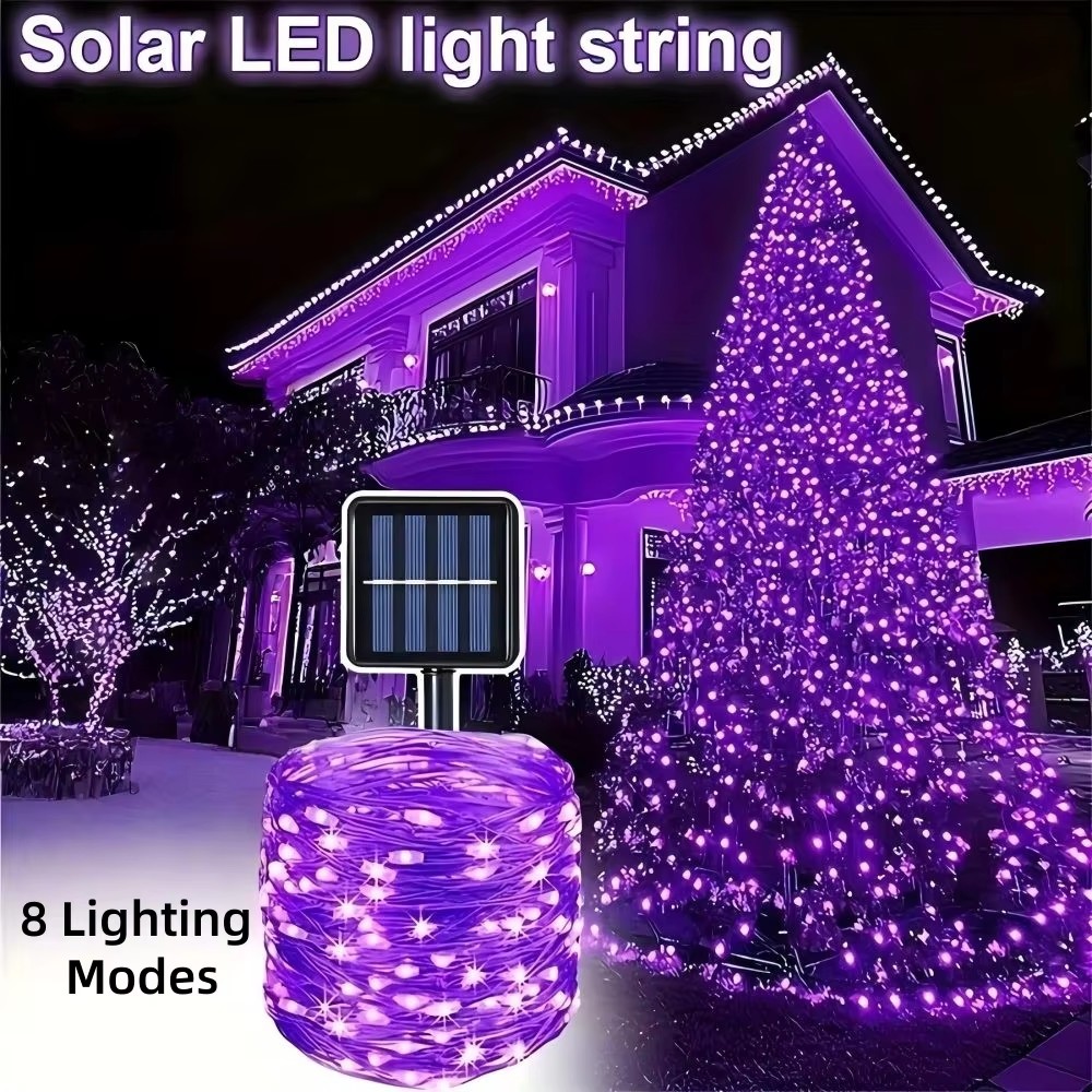 Halloween Led String Lights Orange - 1/2PC12M100LED Dekoracja na Halloween, solarna girlanda