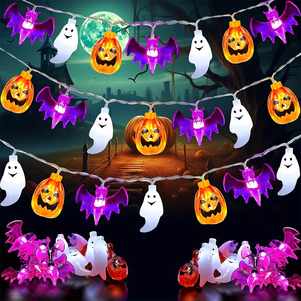 Halloween Led String Lights Orange - Urocze Dyniowe Nietoperze Duchy Halloweenowe Lampki