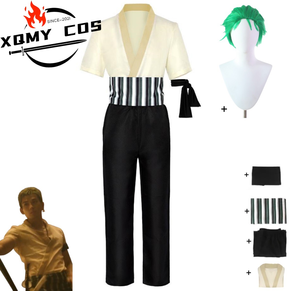 Halloween Costume Kids - XqNew Anime Film Roronoa Zoro Strój