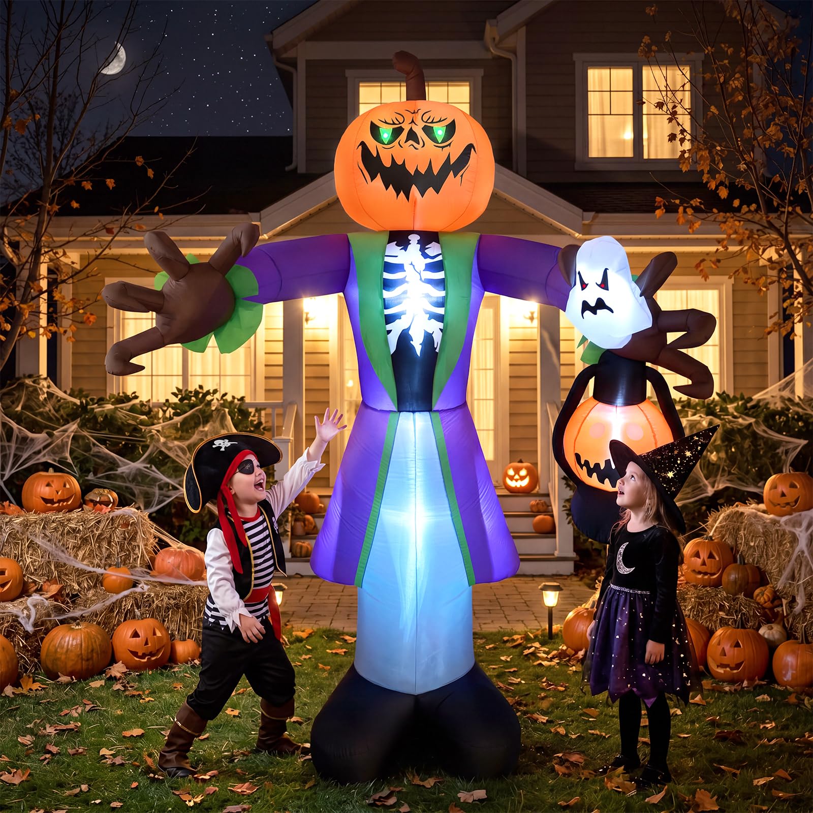 Halloween Pumpkin Decor Led - 8-stopowa, podświetlana, dmuchana dynia w stylu
