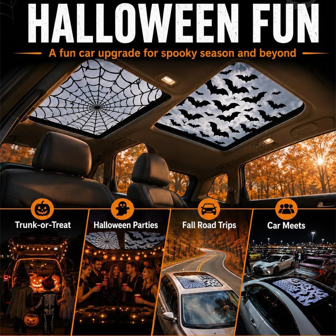 Naklejki na szyber samochodowy – Spider Web Halloween Decoration recenzja i cena