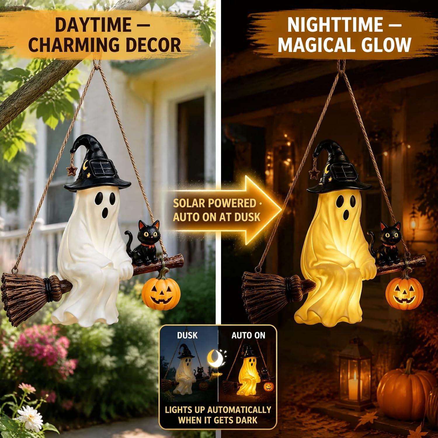 Lampa solarna w kształcie duch – Pumpkin Lantern Halloween recenzja i cena