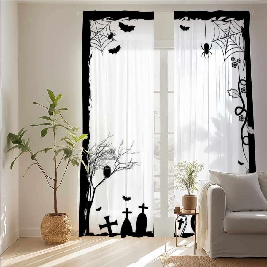 2 szt. Przezroczyste zasłony z – Spider Web Halloween Decoration recenzja i cena