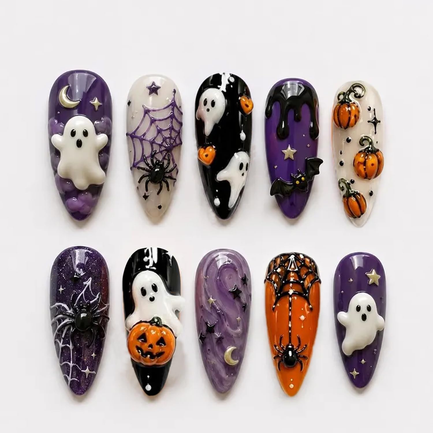 Halloweenowe sztuczne paznokci – Spider Web Halloween Decoration recenzja i cena