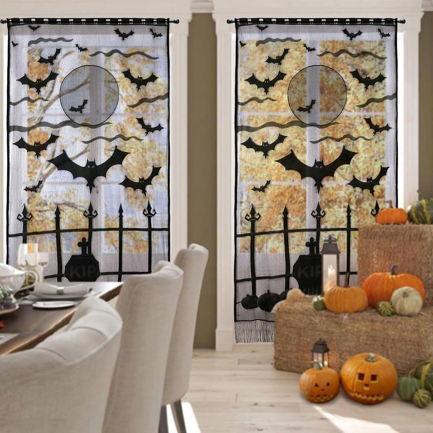 Czarna koronkowa zasłona na dr – Halloween Skeleton Decoration recenzja i cena