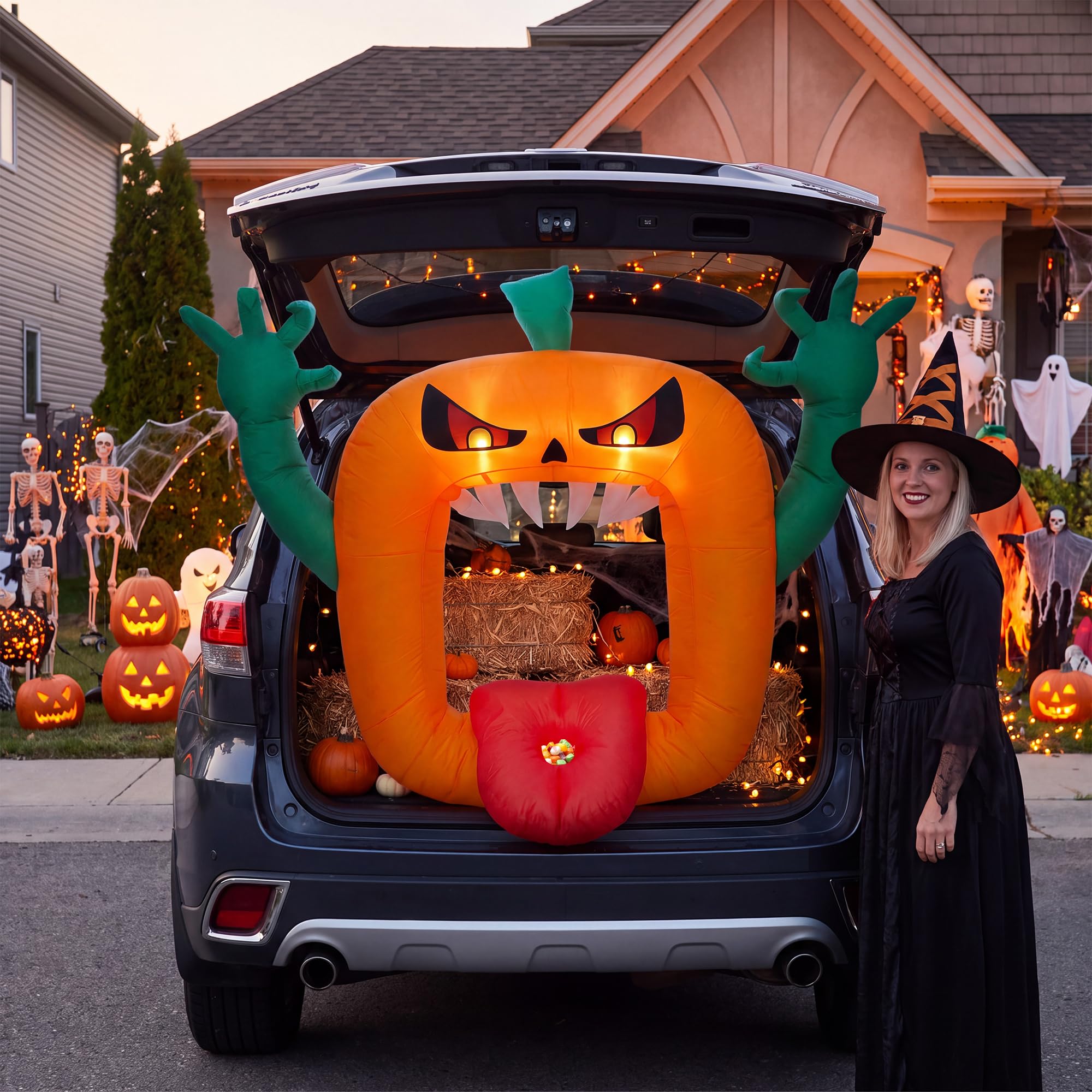6FT dmuchane dekoracje na Hall – Halloween Pumpkin Decor Led recenzja i cena