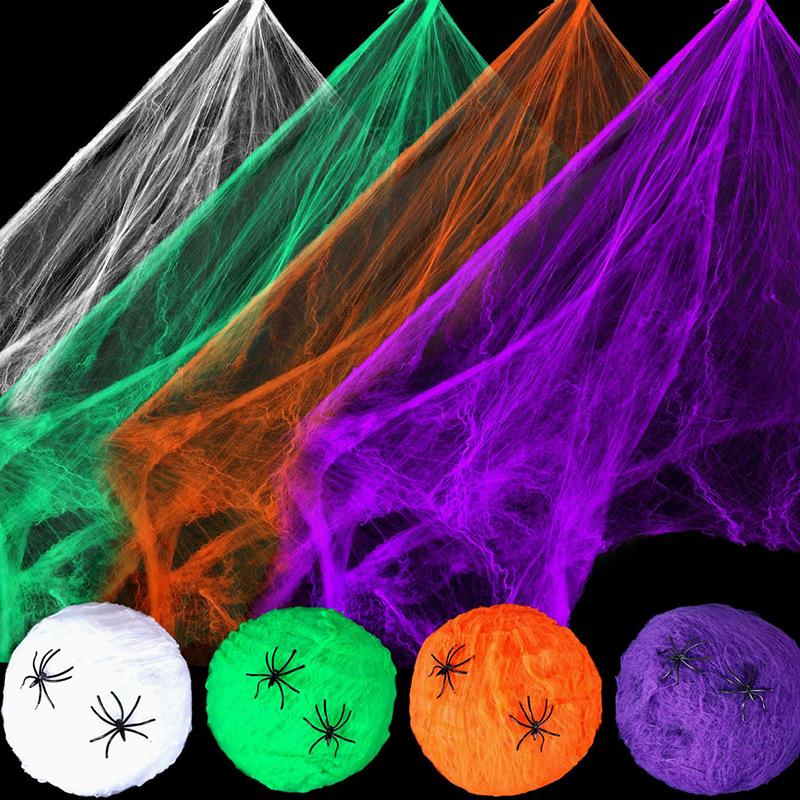 Dekoracja na Halloween: biała, – Spider Web Halloween Decoration recenzja i cena
