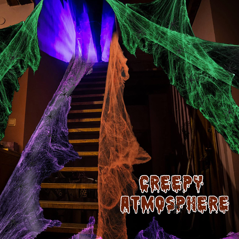 Dekoracja na Halloween: biała, – Spider Web Halloween Decoration recenzja i cena