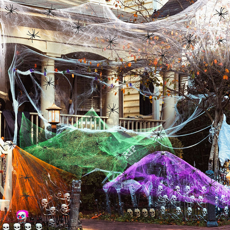 Dekoracja na Halloween: biała, – Spider Web Halloween Decoration recenzja i cena